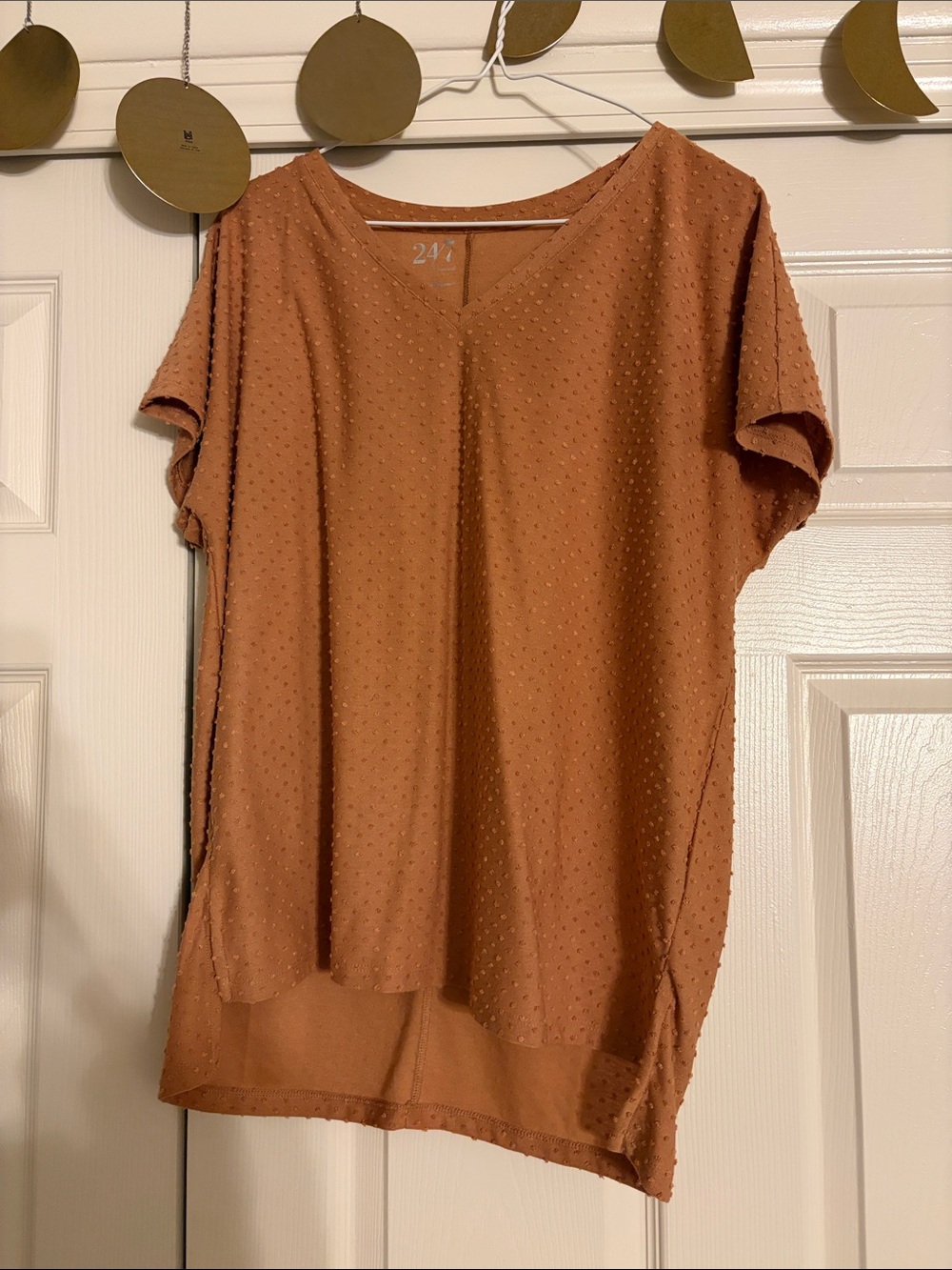 Women's Textured V-Neck Top in Rust by Maurices - 24/7 top